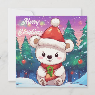 Cartes Pour Fêtes Annuelles Joyeux Noël Blanc bébé Ours polaire
