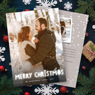 Cartes Pour Fêtes Annuelles Joyeux Noël Blanc brillant Lumière Photo magique