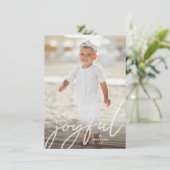 Cartes Pour Fêtes Annuelles Joyeux Noël blanc écriture manuscrite Script Photo (Debout devant)