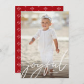 Cartes Pour Fêtes Annuelles Joyeux Noël blanc écriture manuscrite Script Photo (Devant / Derrière)