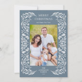 Cartes Pour Fêtes Annuelles Joyeux Noël blanc hiver verdure Photo (Devant)