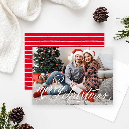 Cartes Pour Fêtes Annuelles Joyeux Noël blanc manuscrit photo