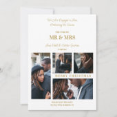 Cartes Pour Fêtes Annuelles Joyeux Noël Blanc & Or Simple 4 Multi Photos (Devant)