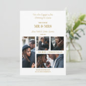 Cartes Pour Fêtes Annuelles Joyeux Noël Blanc & Or Simple 4 Multi Photos (Debout devant)