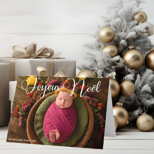 Cartes Pour Fêtes Annuelles Joyeux Noël Blanc Script Chic Photo Noël