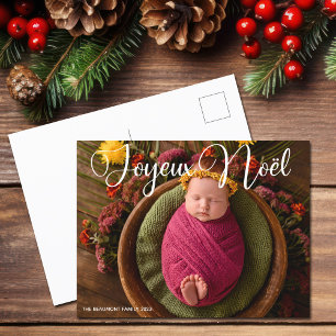 Cartes Pour Fêtes Annuelles Joyeux Noël Blanc Script Chic Photo Noël