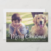 Cartes Pour Fêtes Annuelles Joyeux Noël blanc Script photo superposition (Devant)