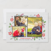 Cartes Pour Fêtes Annuelles Joyeux Noël blanc superposition photo Collage (Dos)