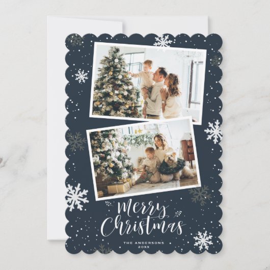 Cartes Pour Fêtes Annuelles Joyeux Noël bleu 2 Photo (Devant)