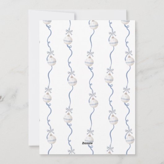 Cartes Pour Fêtes Annuelles Joyeux Noël Bleu Bow (Dos)