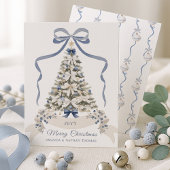 Cartes Pour Fêtes Annuelles Joyeux Noël Bleu Bow