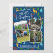 Cartes Pour Fêtes Annuelles Joyeux Noël Bleu Dans La Forêt Photo Motif (Devant)