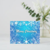 Cartes Pour Fêtes Annuelles Joyeux Noël bleu et blanc neige (Debout devant)