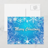 Cartes Pour Fêtes Annuelles Joyeux Noël bleu et blanc neige (Devant / Derrière)