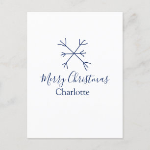Cartes Pour Fêtes Annuelles Joyeux Noël bleu flocons ajouter nom fêtes
