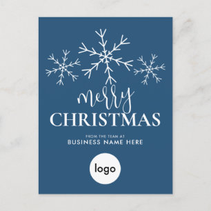 Cartes Pour Fêtes Annuelles Joyeux Noël bleu moderne Logo d'affaires