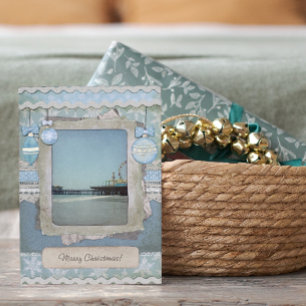 Cartes Pour Fêtes Annuelles Joyeux Noël bleu Père Noël Monica Pier