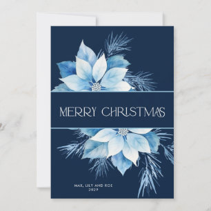 Cartes Pour Fêtes Annuelles Joyeux Noël bleu Poinsettia