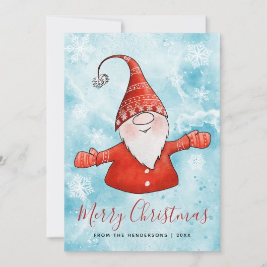 Cartes Pour Fêtes Annuelles Joyeux Noël bleu rouge Gnome 2025 Calendrier (Devant)