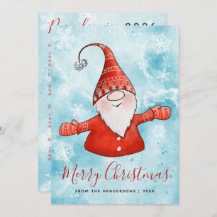 Cartes Pour Fêtes Annuelles Joyeux Noël bleu rouge Gnome 2025 Calendrier