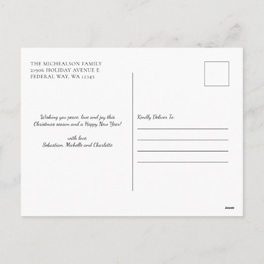 Cartes Pour Fêtes Annuelles Joyeux Noël bleu vert Holly (Dos)