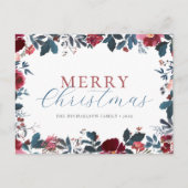 Cartes Pour Fêtes Annuelles Joyeux Noël bleu vert Holly (Devant)