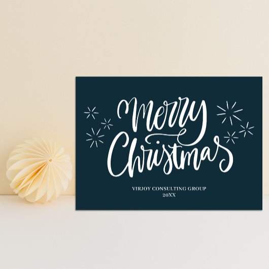 Cartes Pour Fêtes Annuelles Joyeux Noël Blue Calligraphie Affaires Moderne