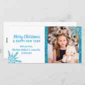 Cartes Pour Fêtes Annuelles Joyeux Noël Blue Snowflakes Parties scintillant |  (Devant / Derrière)