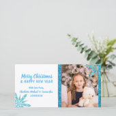 Cartes Pour Fêtes Annuelles Joyeux Noël Blue Snowflakes Parties scintillant |  (Debout devant)