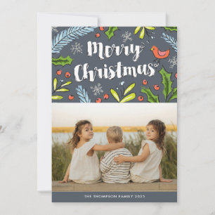 Cartes Pour Fêtes Annuelles Joyeux Noël Blue Spruce Photo Holiday Card