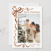 Cartes Pour Fêtes Annuelles Joyeux Noël Boho Bow Ribbon 2 Photo (Devant)