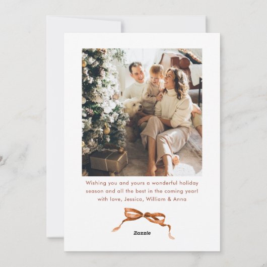 Cartes Pour Fêtes Annuelles Joyeux Noël Boho Bow Ribbon 2 Photo (Dos)