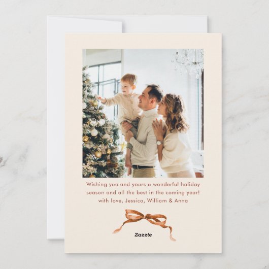 Cartes Pour Fêtes Annuelles Joyeux Noël Boho Bow Ribbon 2 Photo (Dos)