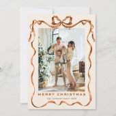 Cartes Pour Fêtes Annuelles Joyeux Noël Boho Bow Ribbon 3 Photo (Devant)