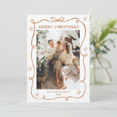 Cartes Pour Fêtes Annuelles Joyeux Noël Boho Bow Ribbon 3 Photo (Debout devant)