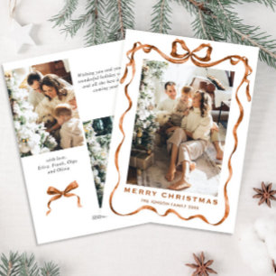 Cartes Pour Fêtes Annuelles Joyeux Noël Boho Bow Ribbon 3 Photo