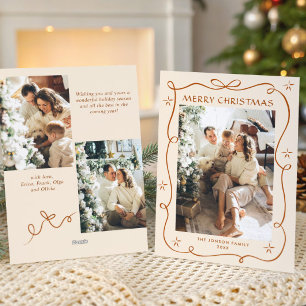Cartes Pour Fêtes Annuelles Joyeux Noël Boho Bow Ribbon 3 Photo