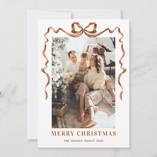 Cartes Pour Fêtes Annuelles Joyeux Noël Boho Bow Ribbon 5 Photo (Devant)