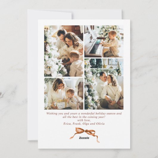 Cartes Pour Fêtes Annuelles Joyeux Noël Boho Bow Ribbon 5 Photo (Dos)