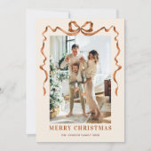 Cartes Pour Fêtes Annuelles Joyeux Noël Boho Bow Ribbon 5 Photo (Devant)