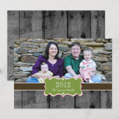 Cartes Pour Fêtes Annuelles Joyeux Noël Bois Rustique Photo (Devant / Derrière)