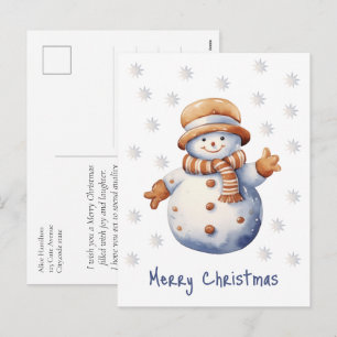 Cartes Pour Fêtes Annuelles Joyeux Noël Bonhomme de Neige de l'Hiver Mignon