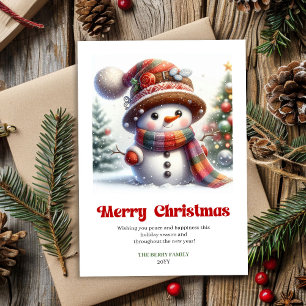 Cartes Pour Fêtes Annuelles Joyeux Noël bonhomme de neige enfants minimaliste