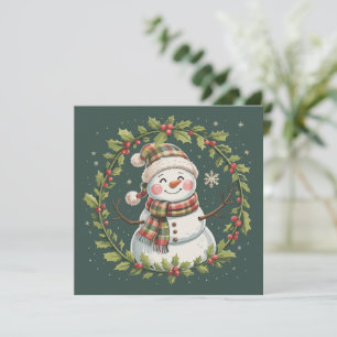 Cartes Pour Fêtes Annuelles Joyeux Noël Bonhomme de Neige Hiver Saison Fêtes