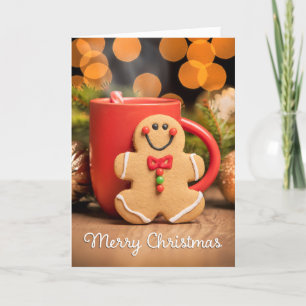 Cartes Pour Fêtes Annuelles Joyeux Noël bonhomme en pain d'épices et chocolat
