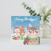 Cartes Pour Fêtes Annuelles Joyeux Noël/Bonne année (Debout devant)