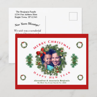 Cartes Pour Fêtes Annuelles Joyeux Noël Bonne Année Photo de famille personnal