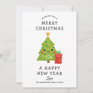 Cartes Pour Fêtes Annuelles Joyeux Noël Bonne année. Un joli arbre d'hiver