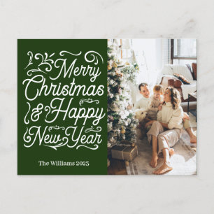 Cartes Pour Fêtes Annuelles Joyeux Noël & Bonne Année  Une photo  Vert