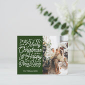 Cartes Pour Fêtes Annuelles Joyeux Noël & Bonne Année| Une photo| Vert (Debout devant)